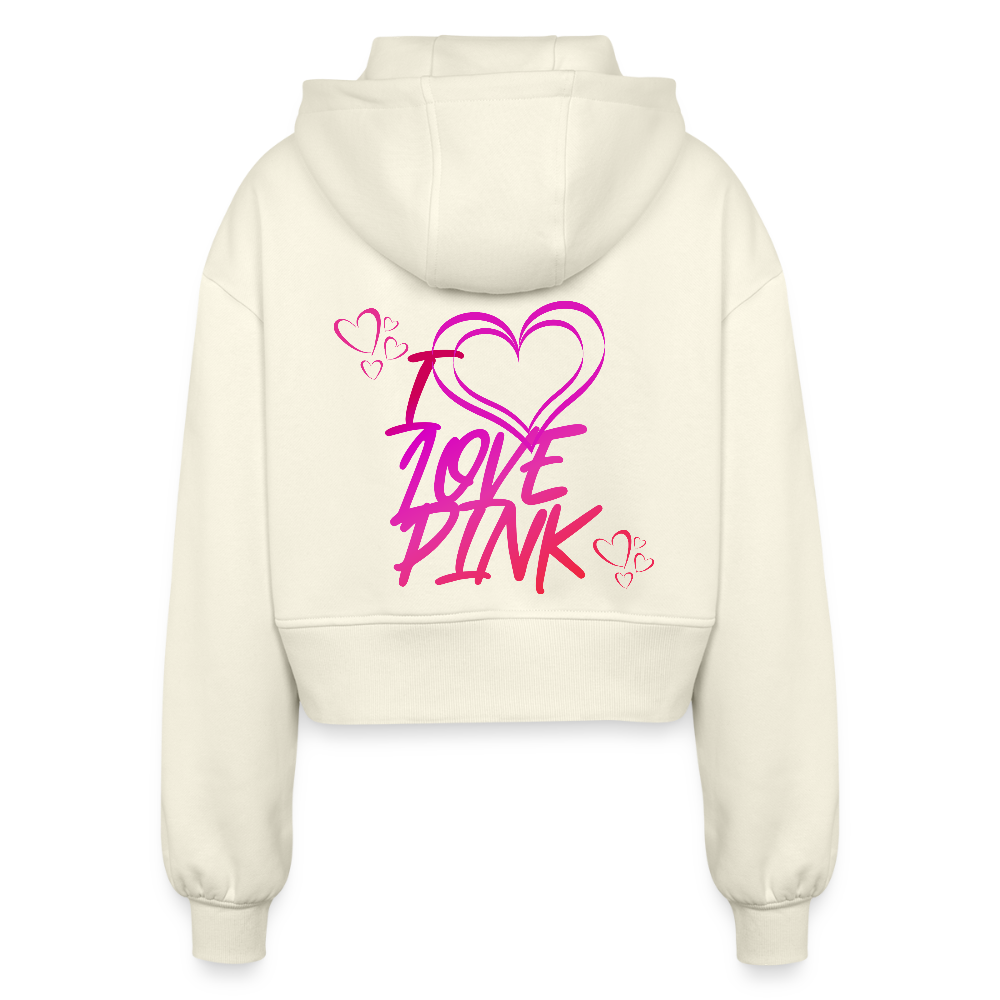 Naisten vajaamittainen oversize-hupputakki I Love Pink - luonto