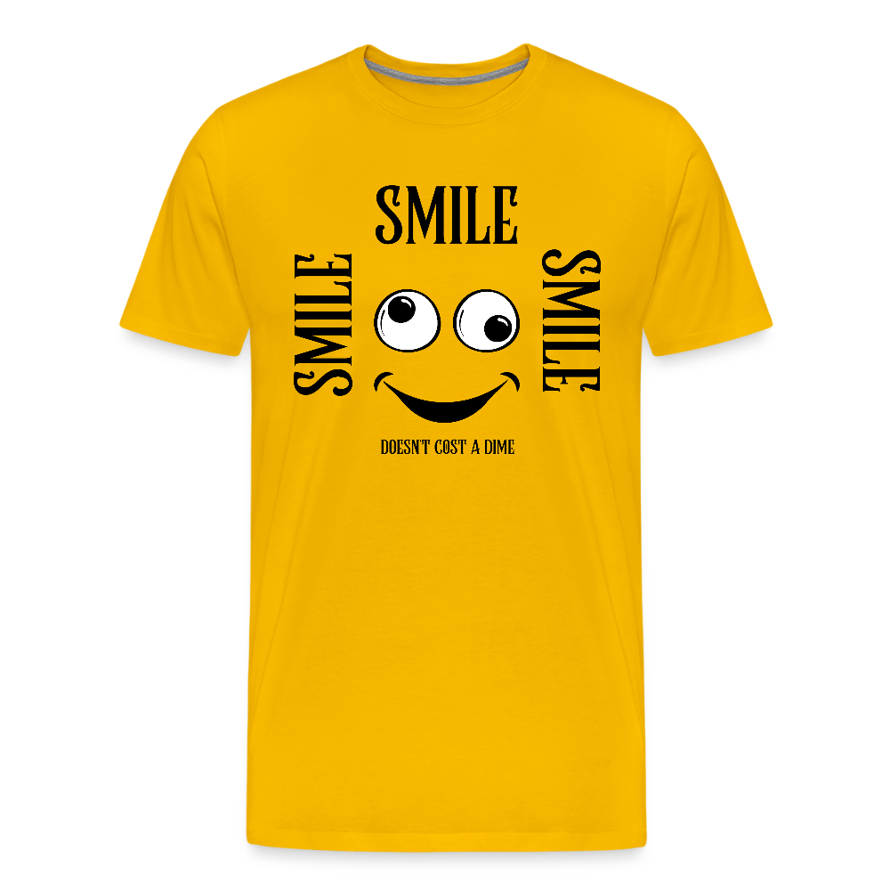 Miesten Spreadshirt Premium T-paita Smile - auringonkeltainen