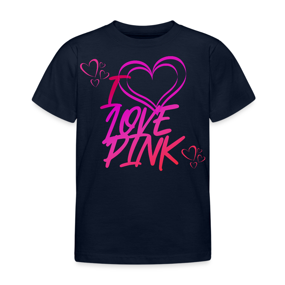 B&C Lasten T-Paita I Love Pink 3-8-Vuotiaille - laivasto