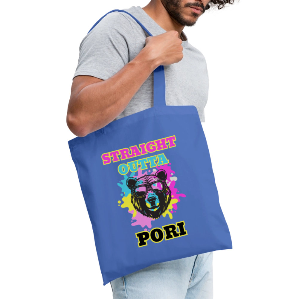 Kangaskassi Straight Outta Pori Värikäs - vaaleansininen
