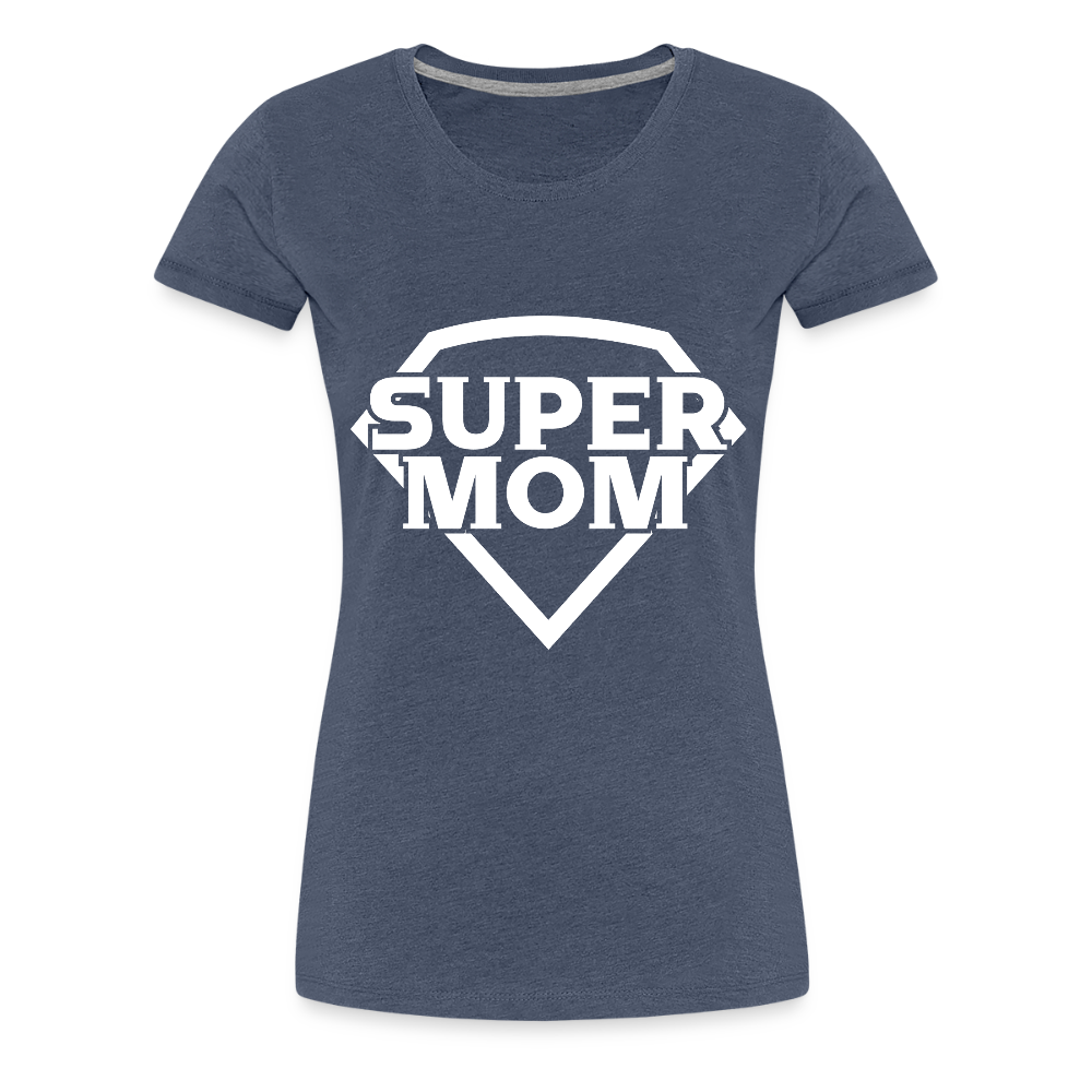Naisten Spreadshirt Premium T-Paita Supermom printillä - kanervansininen