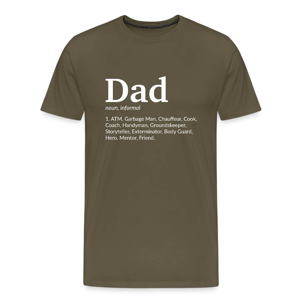 Miesten Spreashirt Premium T-Paita Dad aiheisella Rinta- ja hihaprintillä - khakin