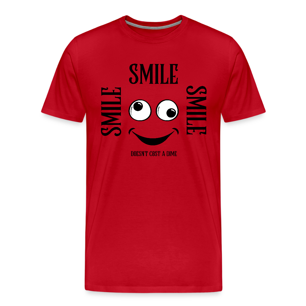 Miesten Spreadshirt Premium T-paita Smile - punainen
