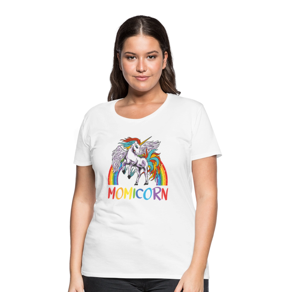 Naisten Spreadshirt Premium T-Paita Momicorn Printillä - valkoinen