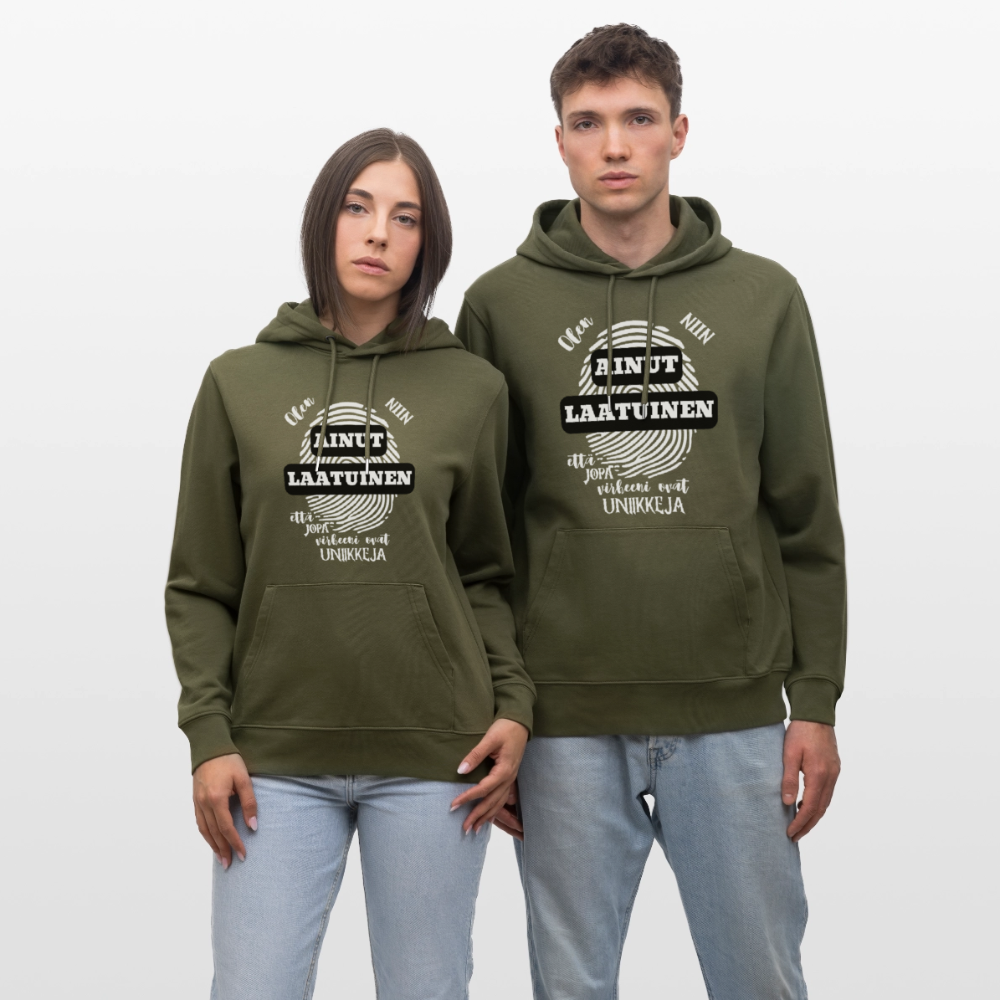 Unisex luomuhuppari Ainutlaatuinen - khakin vihreä