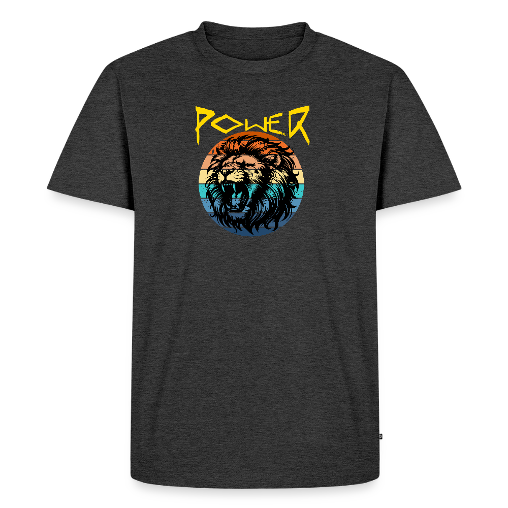 Miesten Spreadshirt Premium T-paita Power Lion - meleerattu antrasiitti