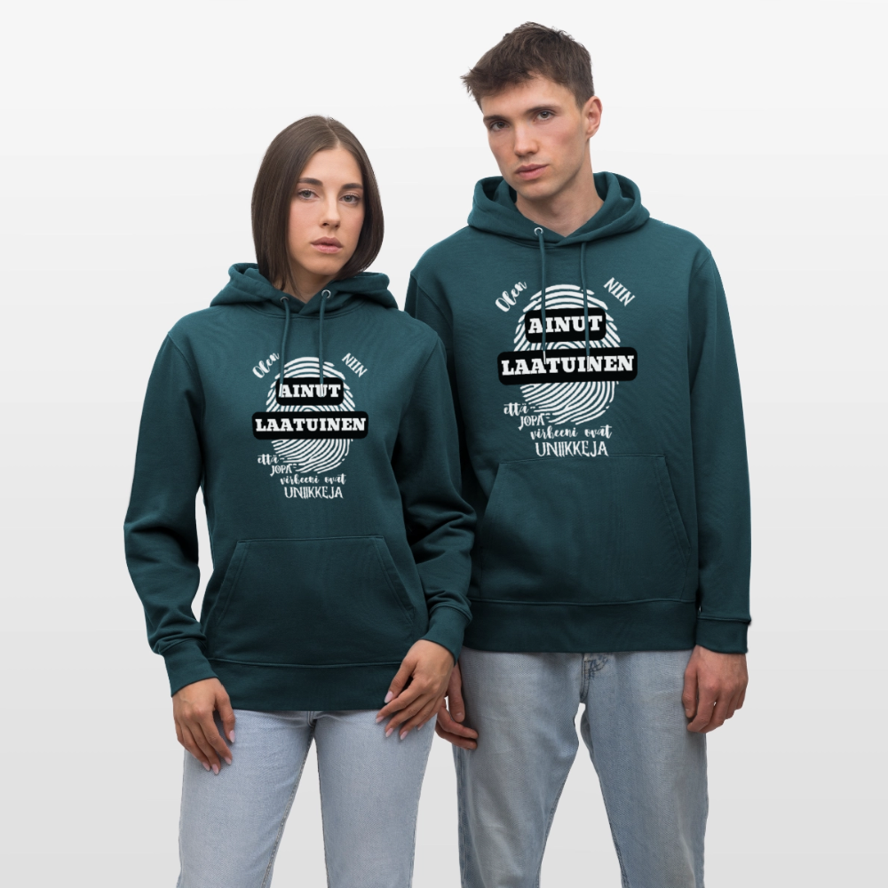 Unisex luomuhuppari Ainutlaatuinen - tumma petroli