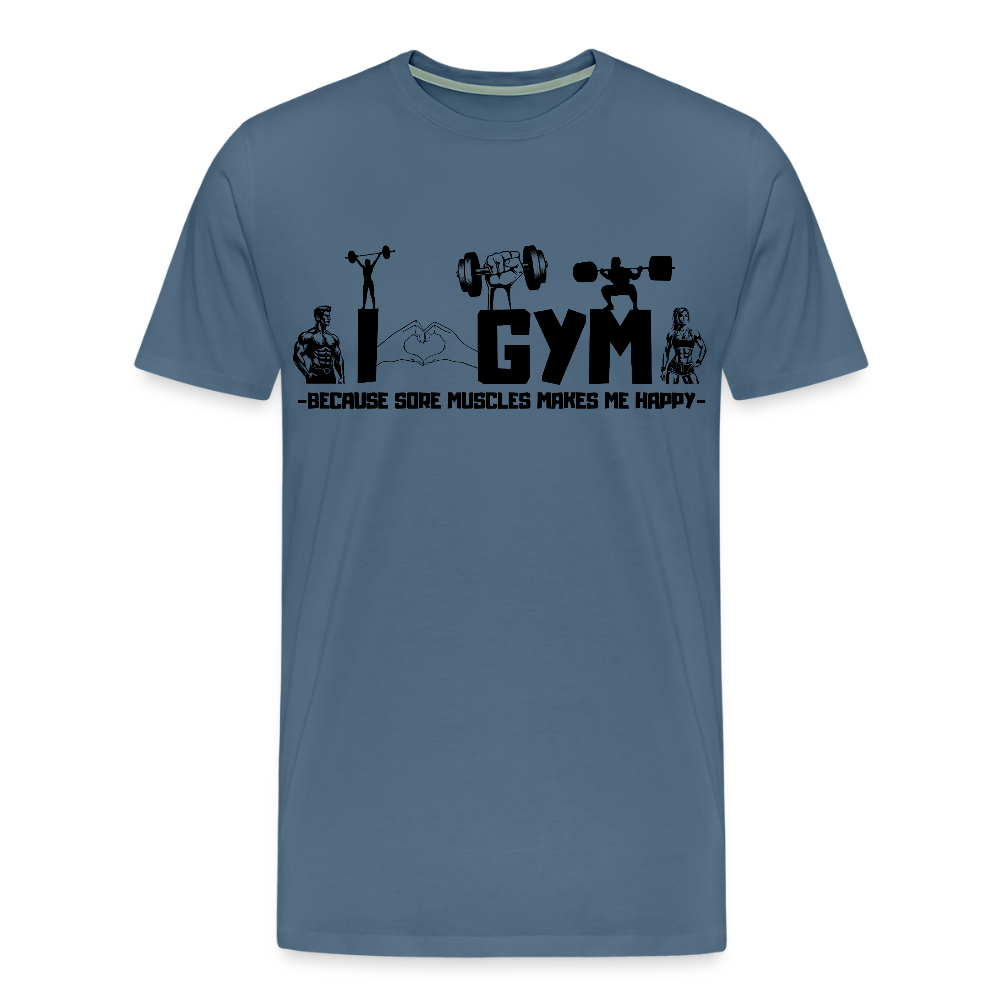 Miesten Spreadshirt Premium T-paita Sali - siniharmaa