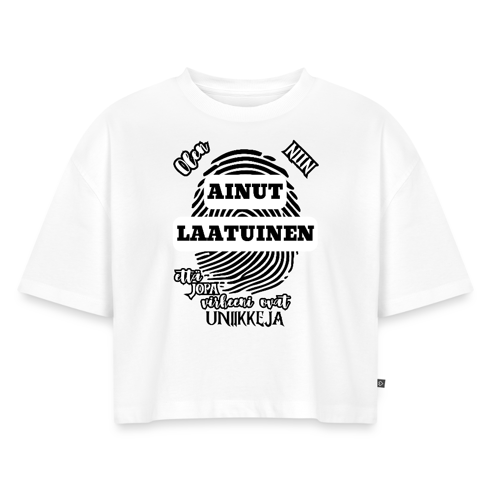 Naisten Oversized luomu lyhyt t-paita Ainutlaatuinen Vaaleat värit - valkoinen