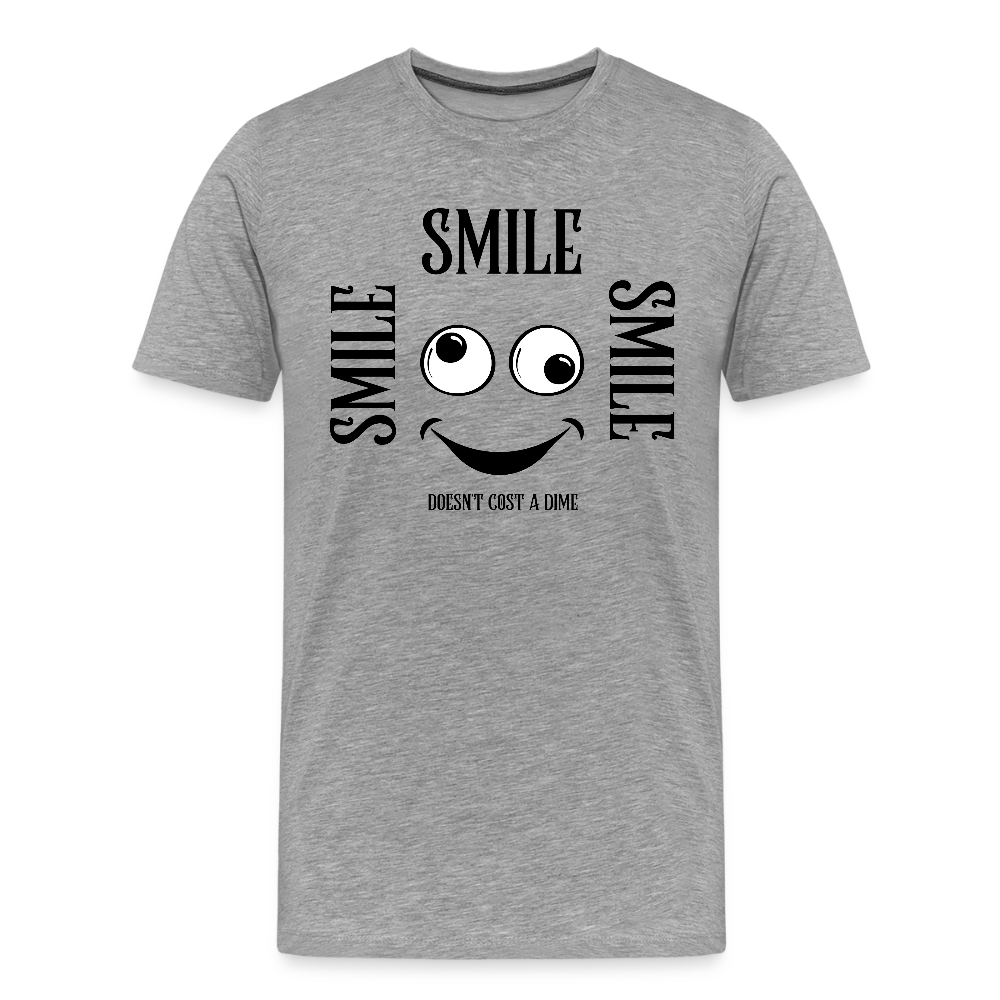 Miesten Spreadshirt Premium T-paita Smile - harmaasävyinen