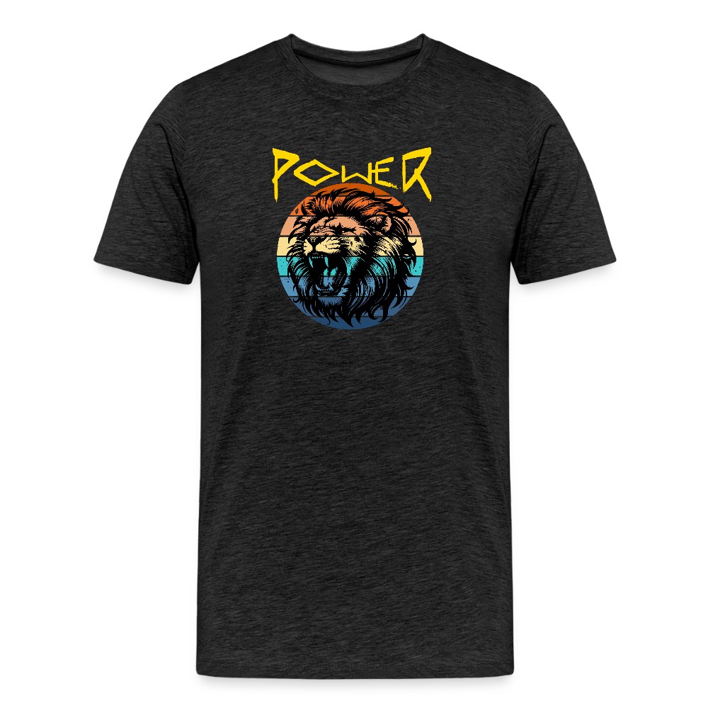Miesten Spreadshirt Premium T-paita Power Lion - hiilenharmaa