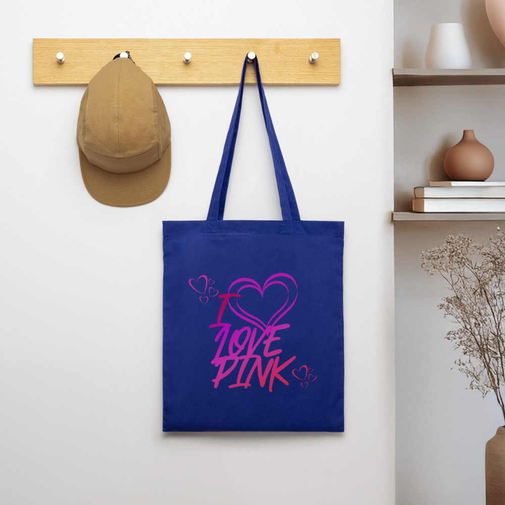 Kangaskassi I Love Pink - kuninkaallinen