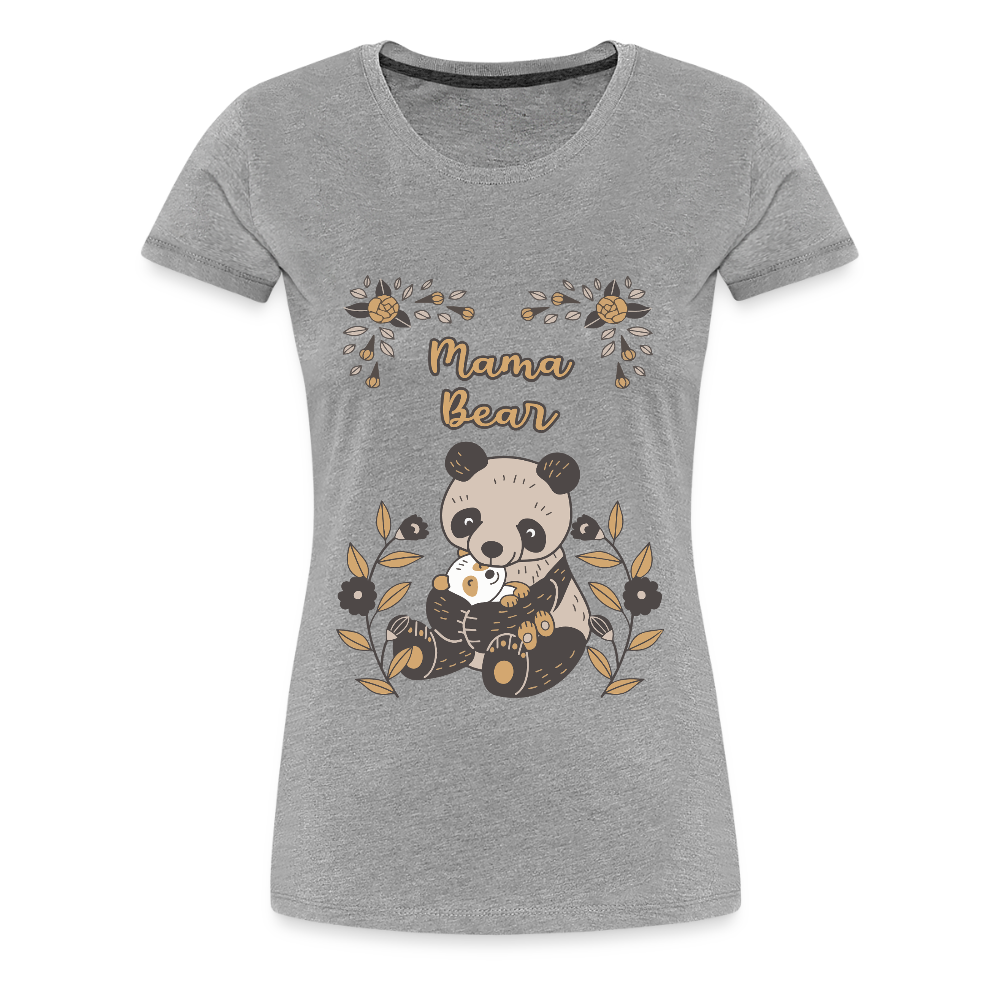 Naisten Spreadshirt Premium T-Paita Panda Mama Bear Printillä - harmaasävyinen