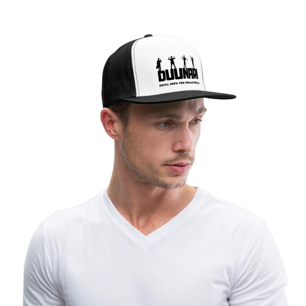 Trucker lippis Duunari Printillä - valkoinen/musta