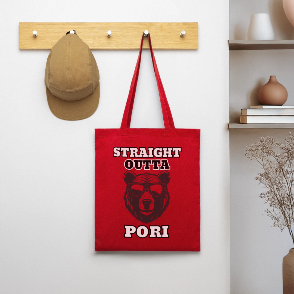 Kangaskassi Straight Outta Pori Mustavalkoinen - punainen