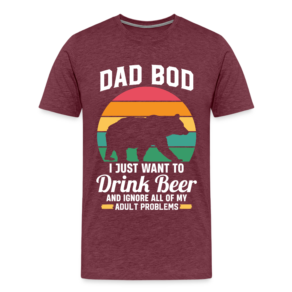 Miesten Spreadshirt Premium T-Paita DAD BOD printillä - meleerattu viininpunainen