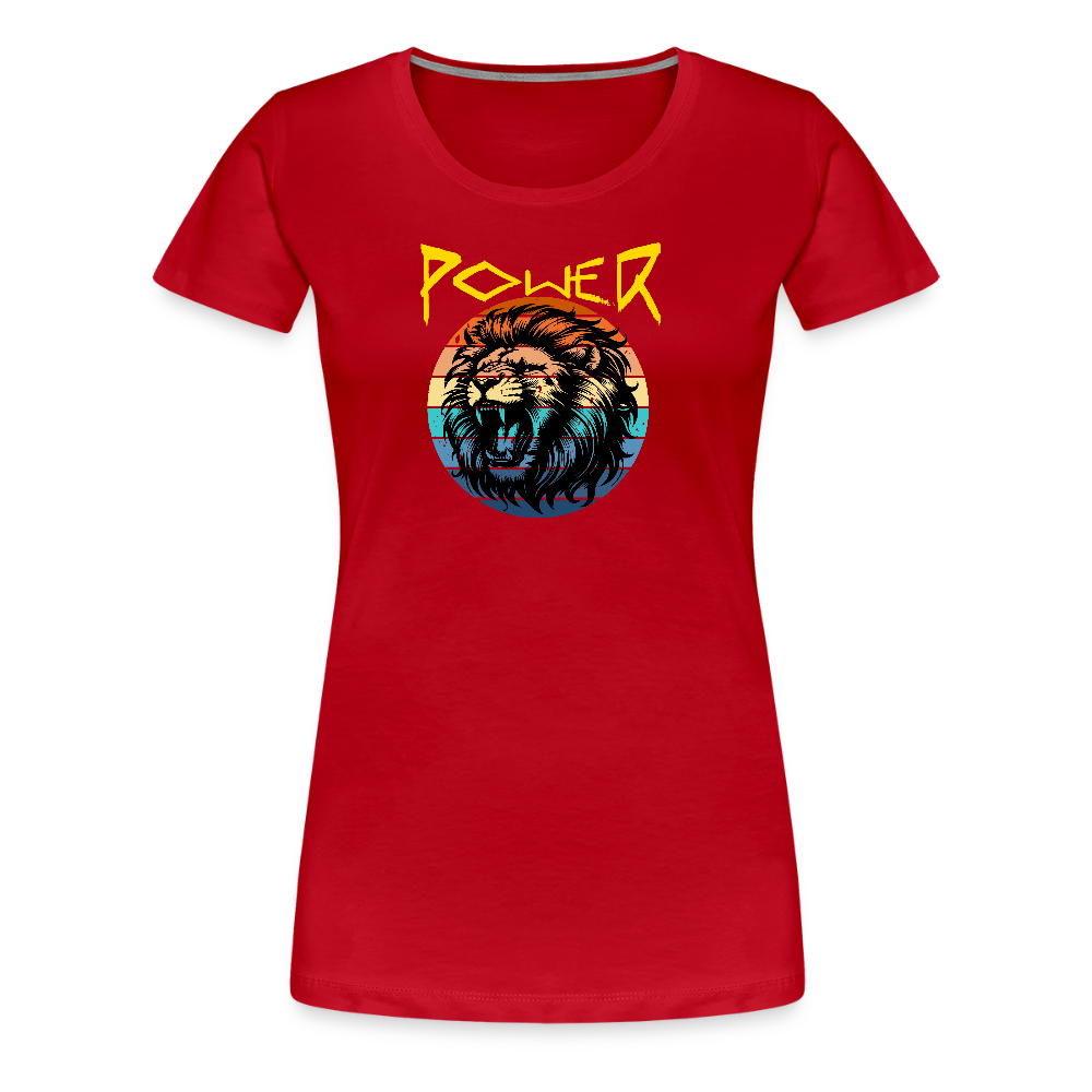 Naisten Spreadshirt Premium T-paita Power Lion - punainen