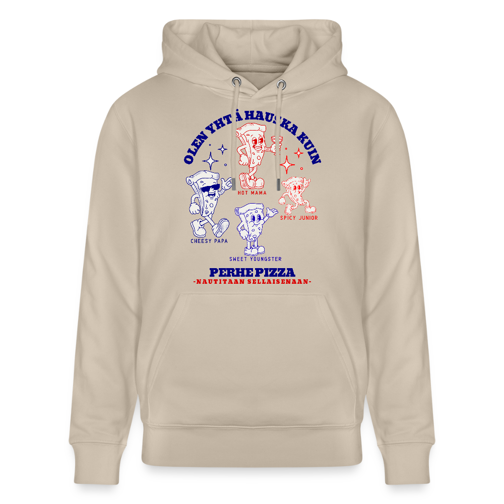 Unisex luomuhuppari Perhe Pizza - beige