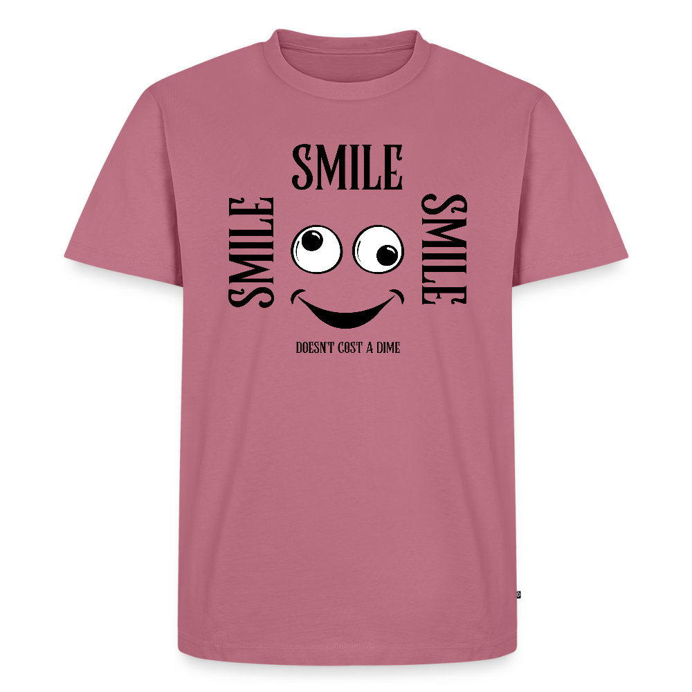 Miesten Spreadshirt Premium T-paita Smile - malva