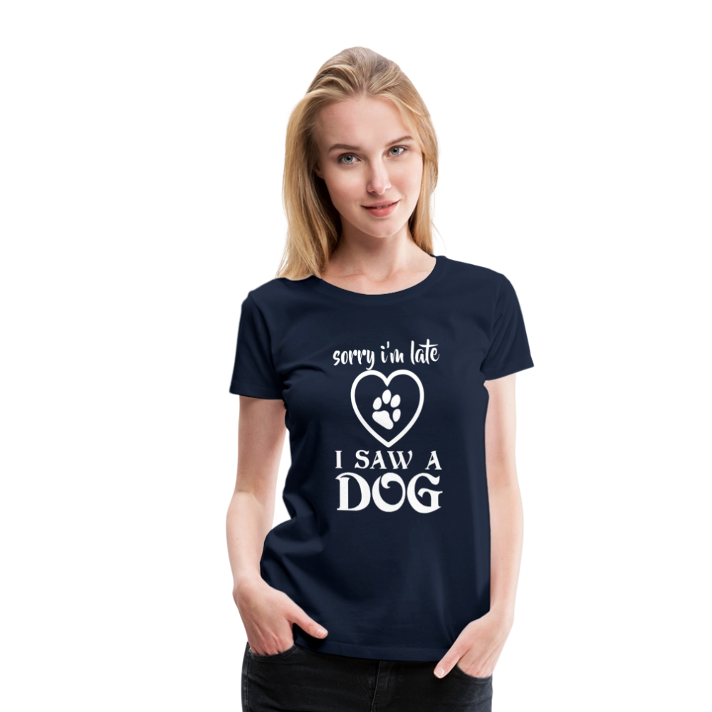 Naisten Spreadshirt Premium T-Paita Koira-aiheisella Printillä - navy