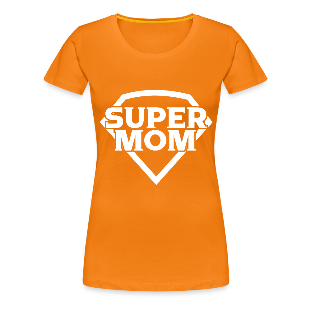 Naisten Spreadshirt Premium T-Paita Supermom printillä - oranssi