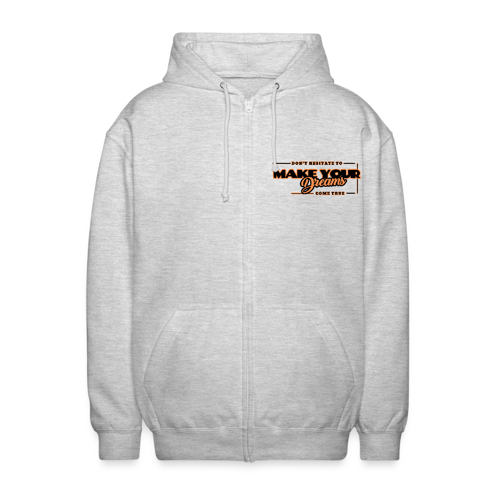 Unisex Vetoketjuhuppari make your dreams come true - meleerattu vaaleanharmaa
