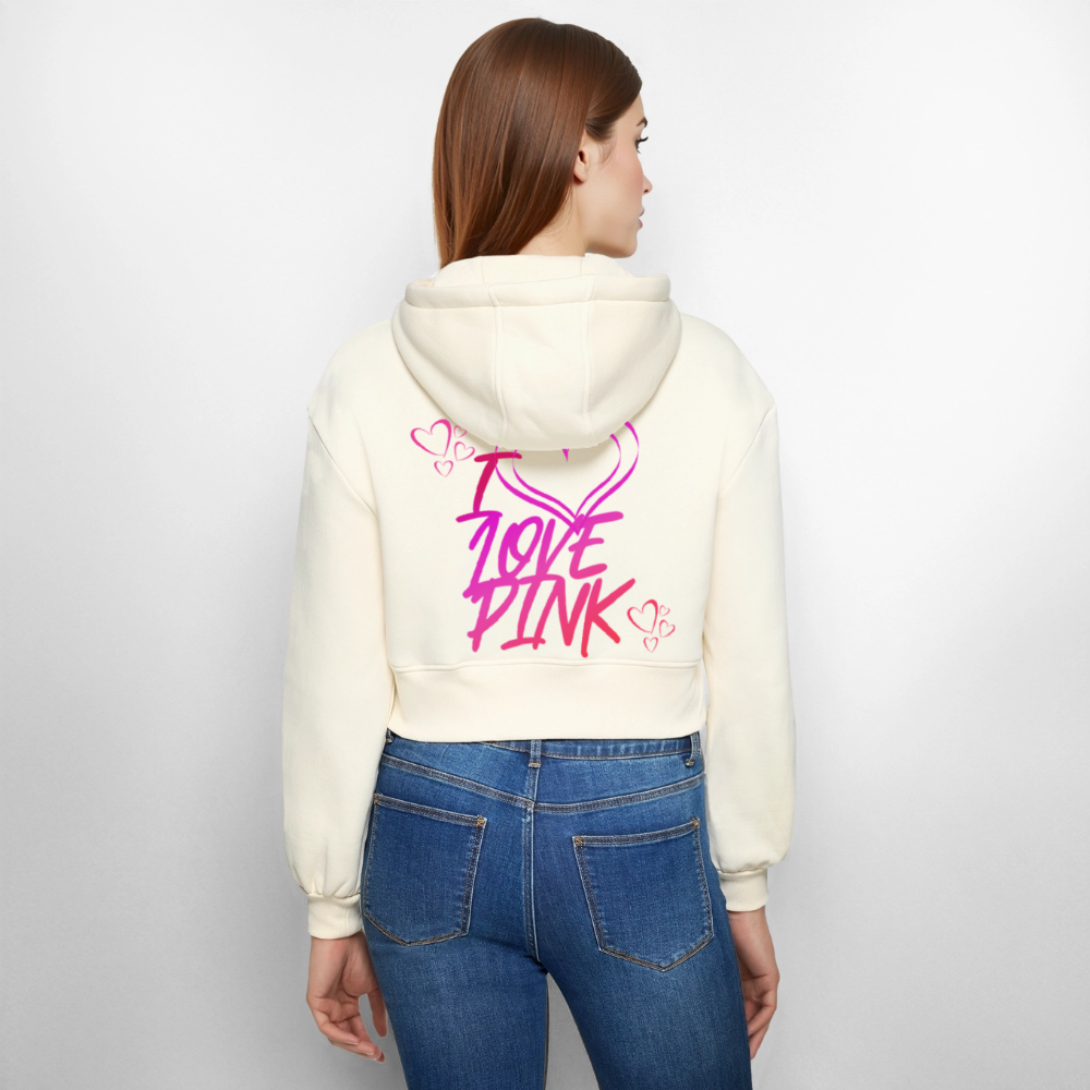 Naisten vajaamittainen oversize-hupputakki I Love Pink - luonto