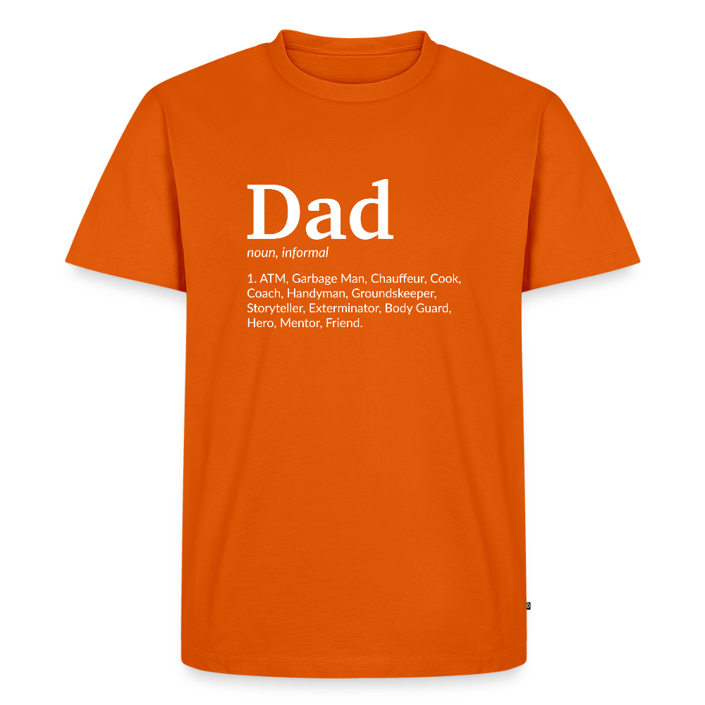 Miesten Spreashirt Premium T-Paita Dad aiheisella Rinta- ja hihaprintillä - oranssi