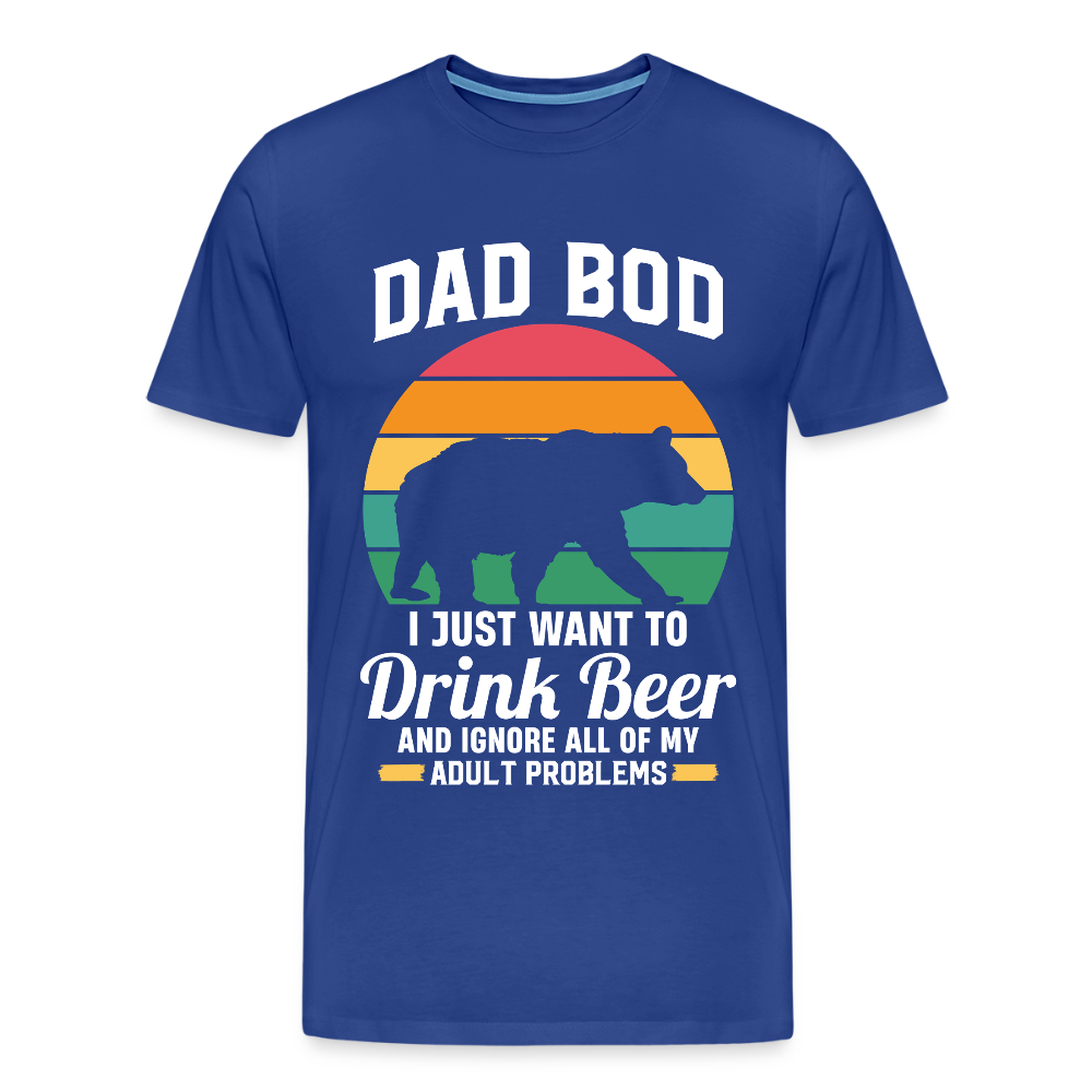Miesten Spreadshirt Premium T-Paita DAD BOD printillä - kuninkaansininen