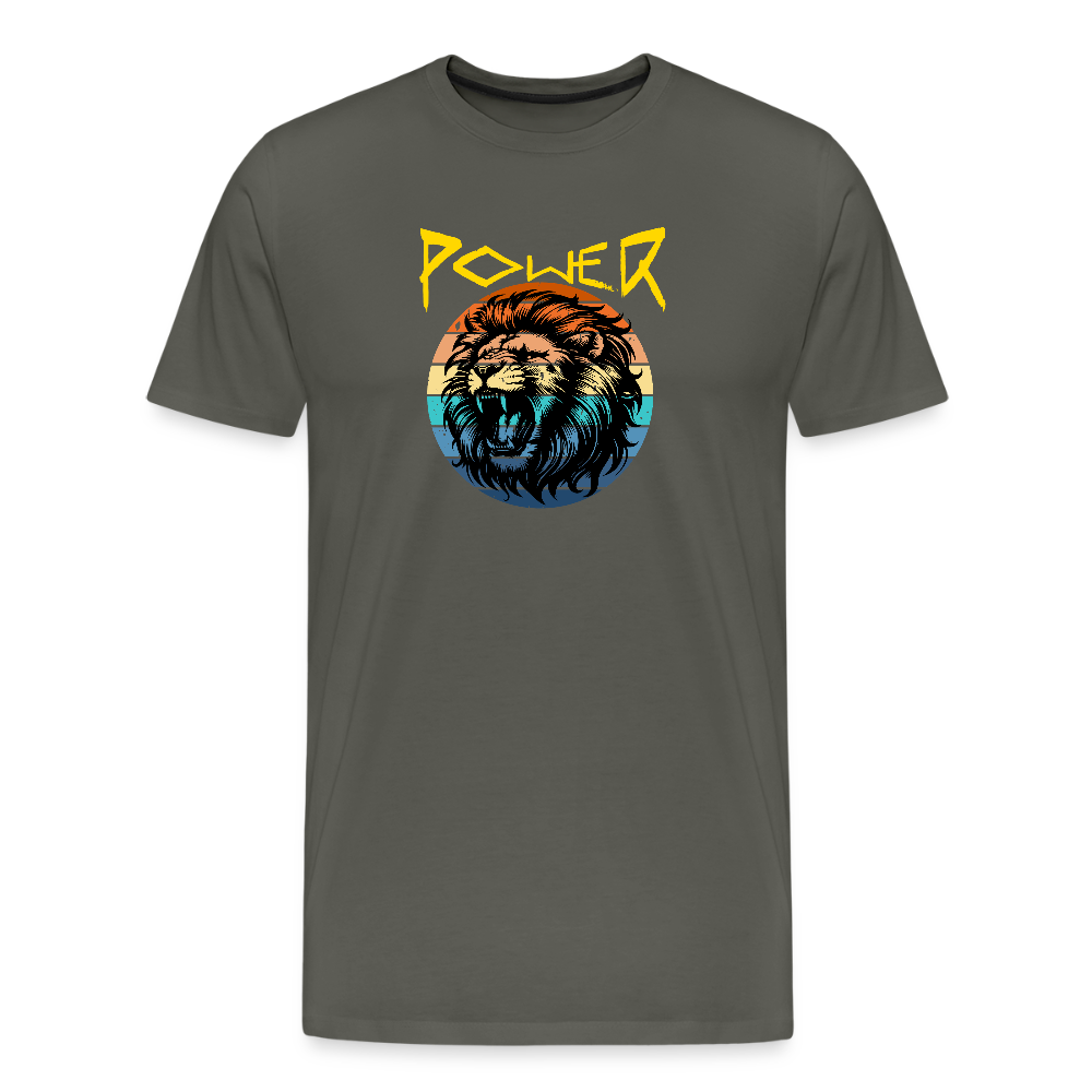 Miesten Spreadshirt Premium T-paita Power Lion - asfaltin