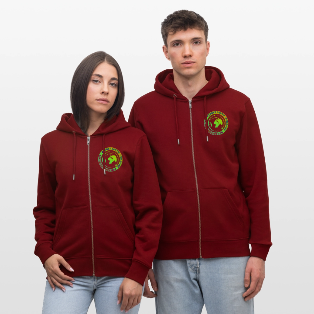 Unisex Luomu Vetoketjuhuppari Planeetta Maa - burgundin punainen