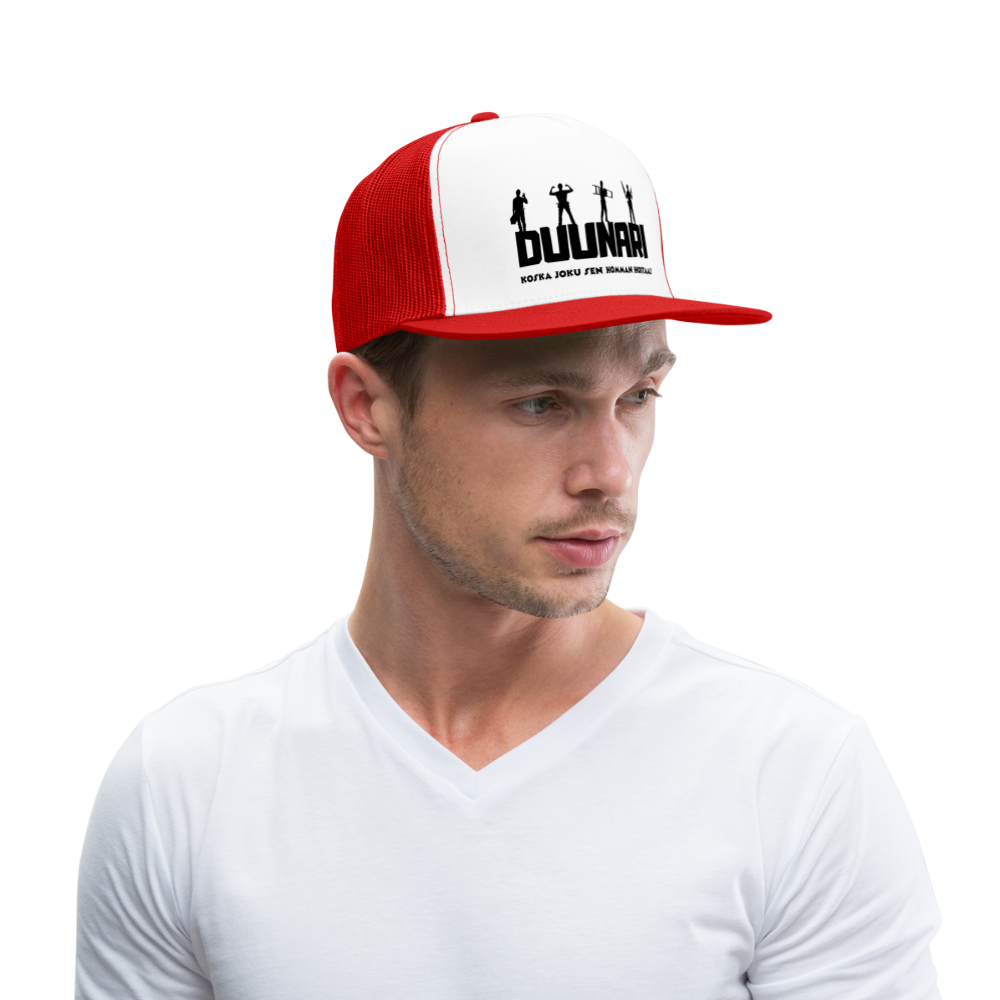 Trucker lippis Duunari Printillä - valkoinen/punainen
