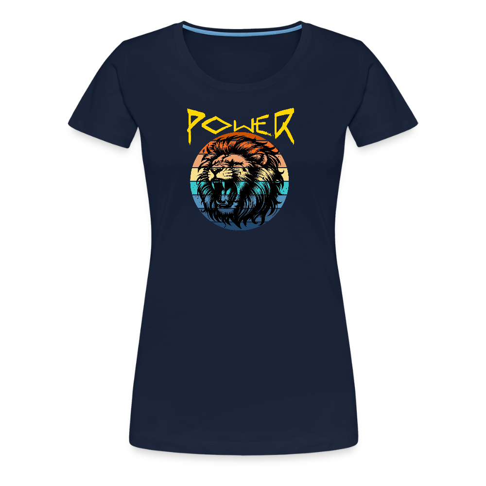 Naisten Spreadshirt Premium T-paita Power Lion - navy