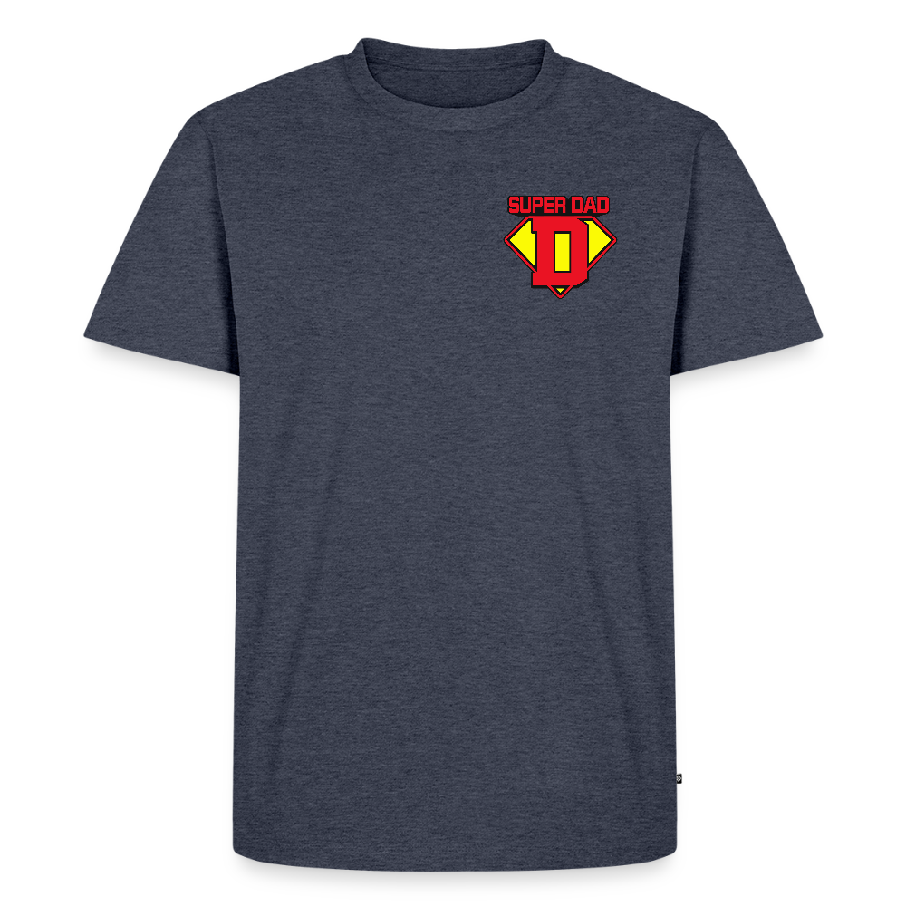 Miesten Spreadshirt Premium T-Paita Superdad rintapainatuksella - deniminsininen