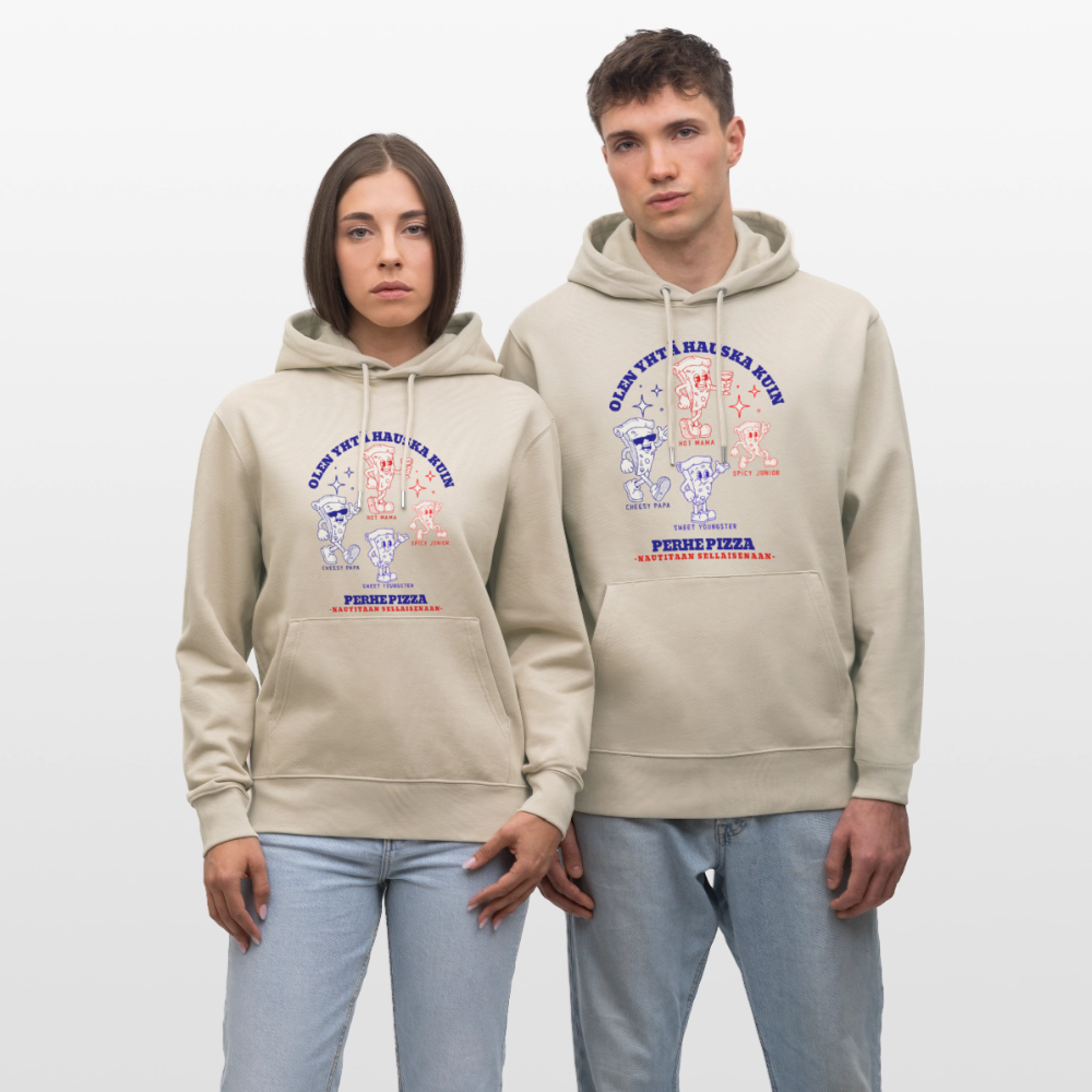 Unisex luomuhuppari Perhe Pizza - beige