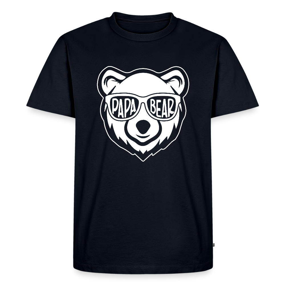 Miesten Spreadshirt Premium T-Paita Papa Bear Printillä - laivastonsininen