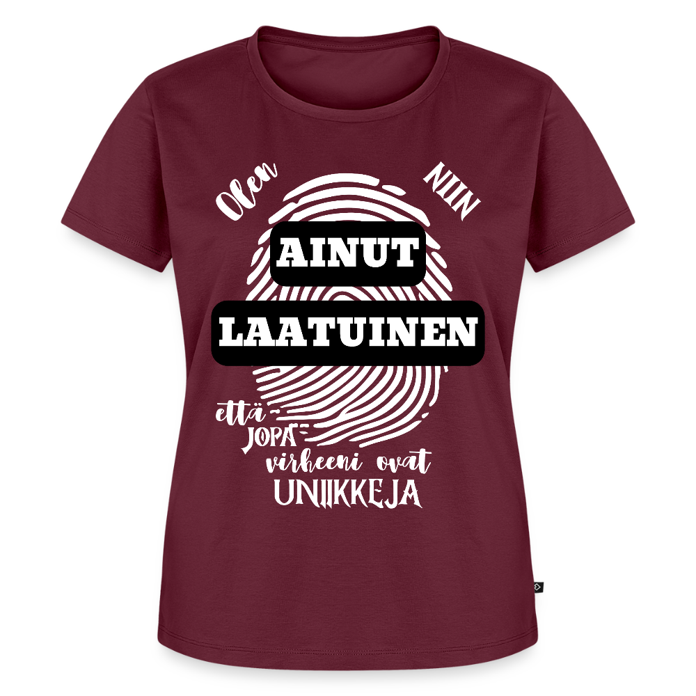 Naisten Premium T-paita Ainutlaatuinen - viininpunainen