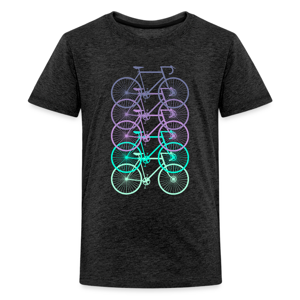 Nuorten Premium T-Paita Spreadshirt Pyörä-aiheisella Printillä - hiilenharmaa