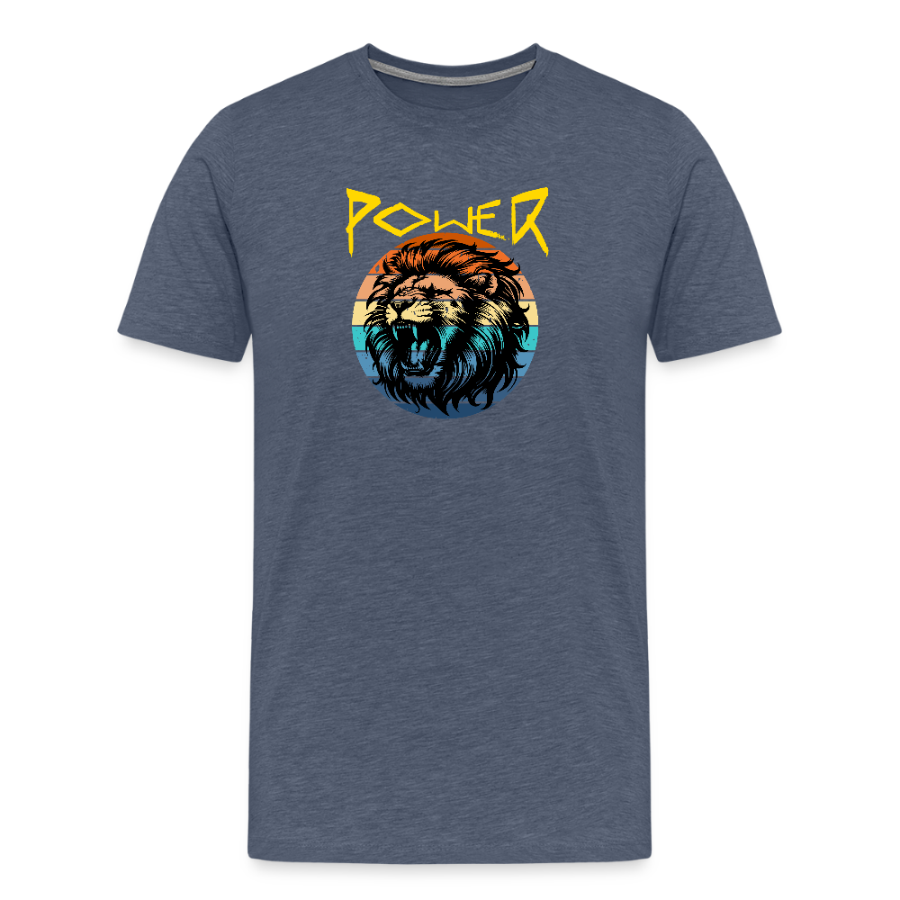 Miesten Spreadshirt Premium T-paita Power Lion - kanervansininen