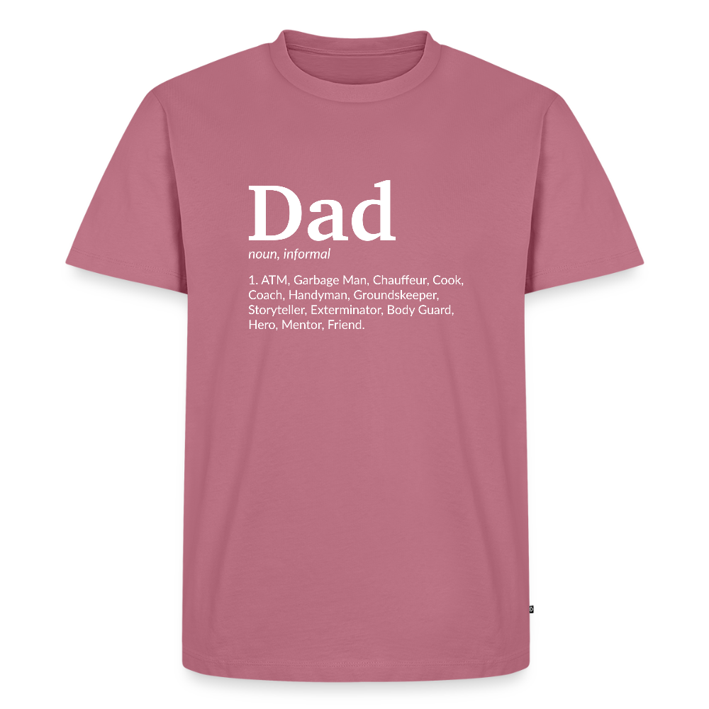 Miesten Spreashirt Premium T-Paita Dad aiheisella Rinta- ja hihaprintillä - malva