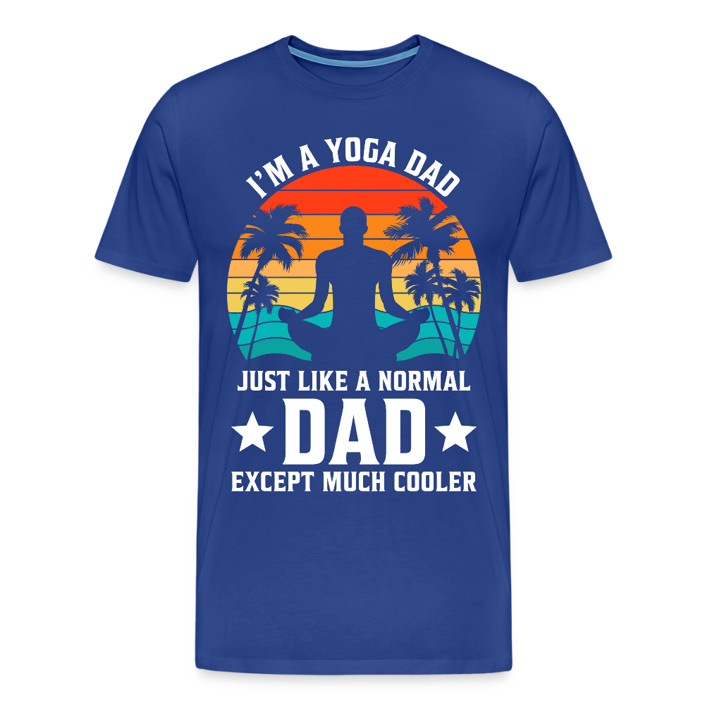 Miesten Spreadshirt Premium T-Paita Yoga Dad Printillä - kuninkaansininen