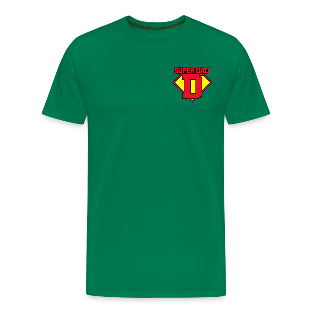 Miesten Spreadshirt Premium T-Paita Superdad rintapainatuksella - kelly vihreä