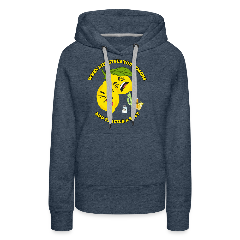 Naisten Premium huppari When life gives lemons - deniminsininen