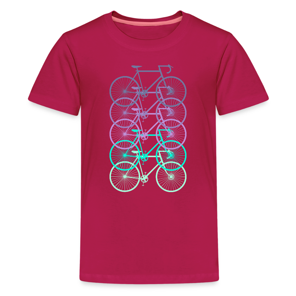 Nuorten Premium T-Paita Spreadshirt Pyörä-aiheisella Printillä - tumma pinkki