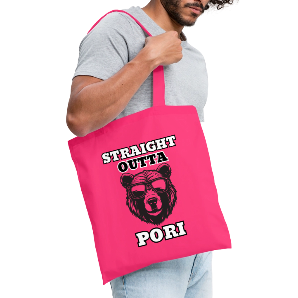 Kangaskassi Straight Outta Pori Mustavalkoinen - azalea