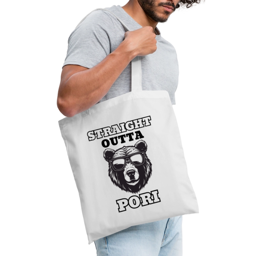 Kangaskassi Straight Outta Pori Mustavalkoinen - valkoinen