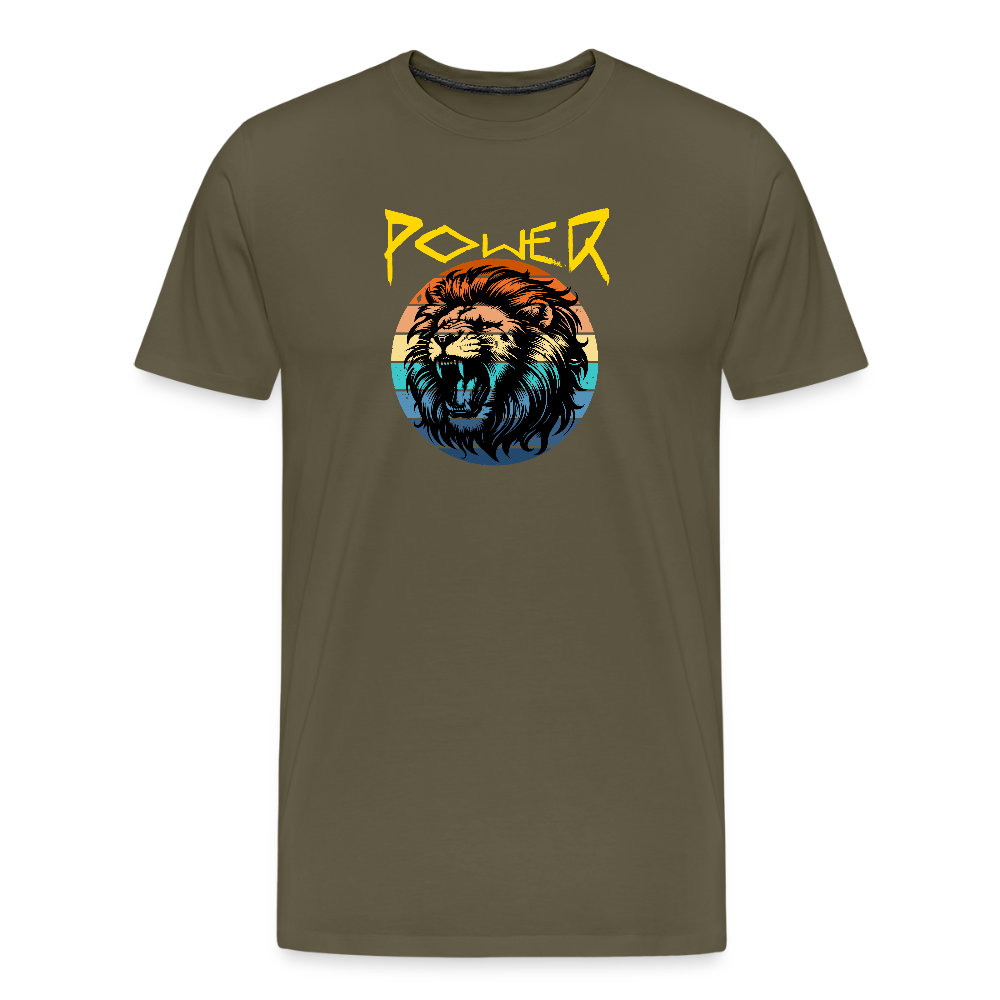 Miesten Spreadshirt Premium T-paita Power Lion - khakin