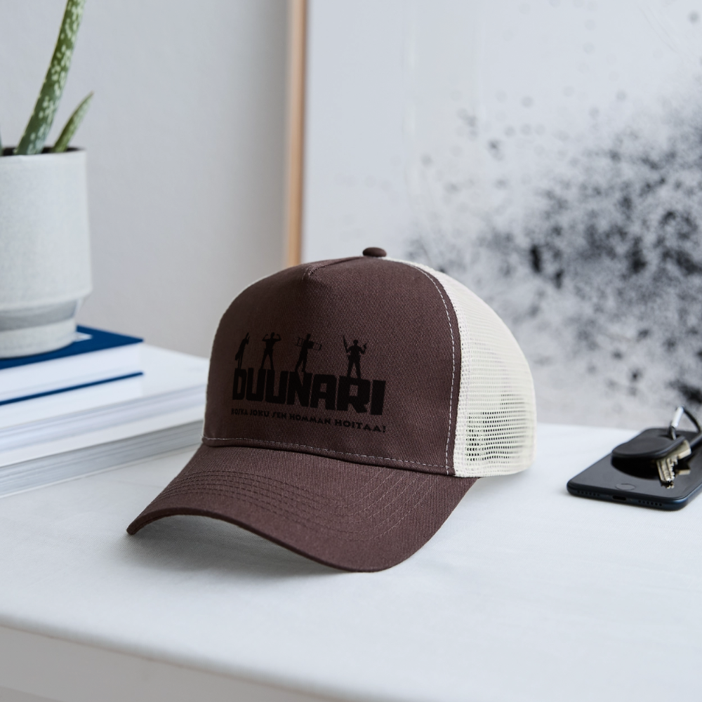 Trucker lippis Duunari Printillä - ruskea/beige