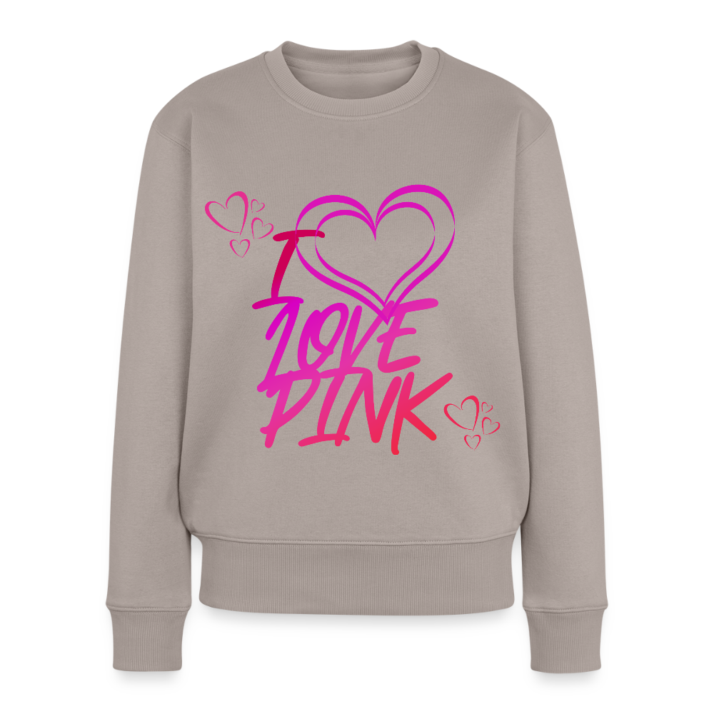 Naisten premium collegepaita I Love Pink - taupe