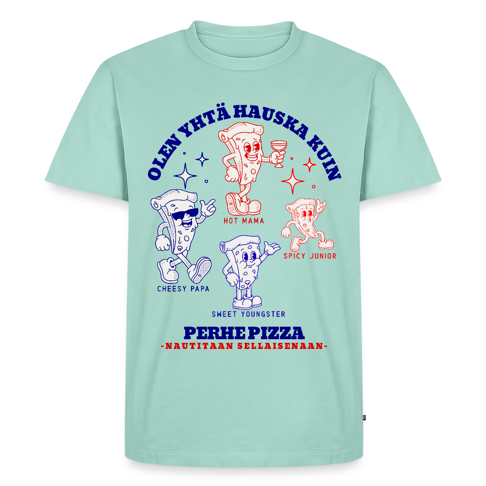 Miesten premium t-paita Perhe Pizza - minttu